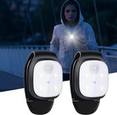LISM-LED-klemlampjes, 2-pack, oplaadbaar, waterdicht, veiligheidsverlichting, hardloopaccessoire, geschikt voor joggen, wandelen, hardlopen, vissen, kamperen en trekking.