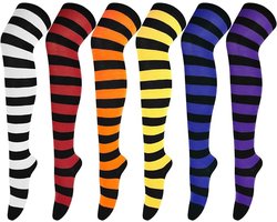 OIMG 6 paar - Sokken - Kniekousen dames - Dijhoge sokken - Kousen - Strepen - Laarzensokken voor dames - Kousen - Beenwarmers - Casual dagelijkse kleding - Rollenspel - Dagelijkse kleding - Feestkleding - Multicolor - Kerstmis - Eén maat