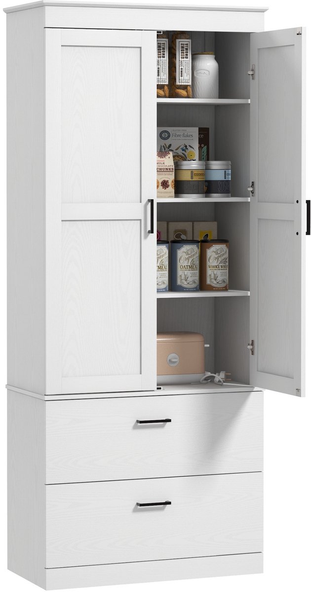 HOMCOM Keukenkast - Spaanplaat - 75x39x178cm - Wit