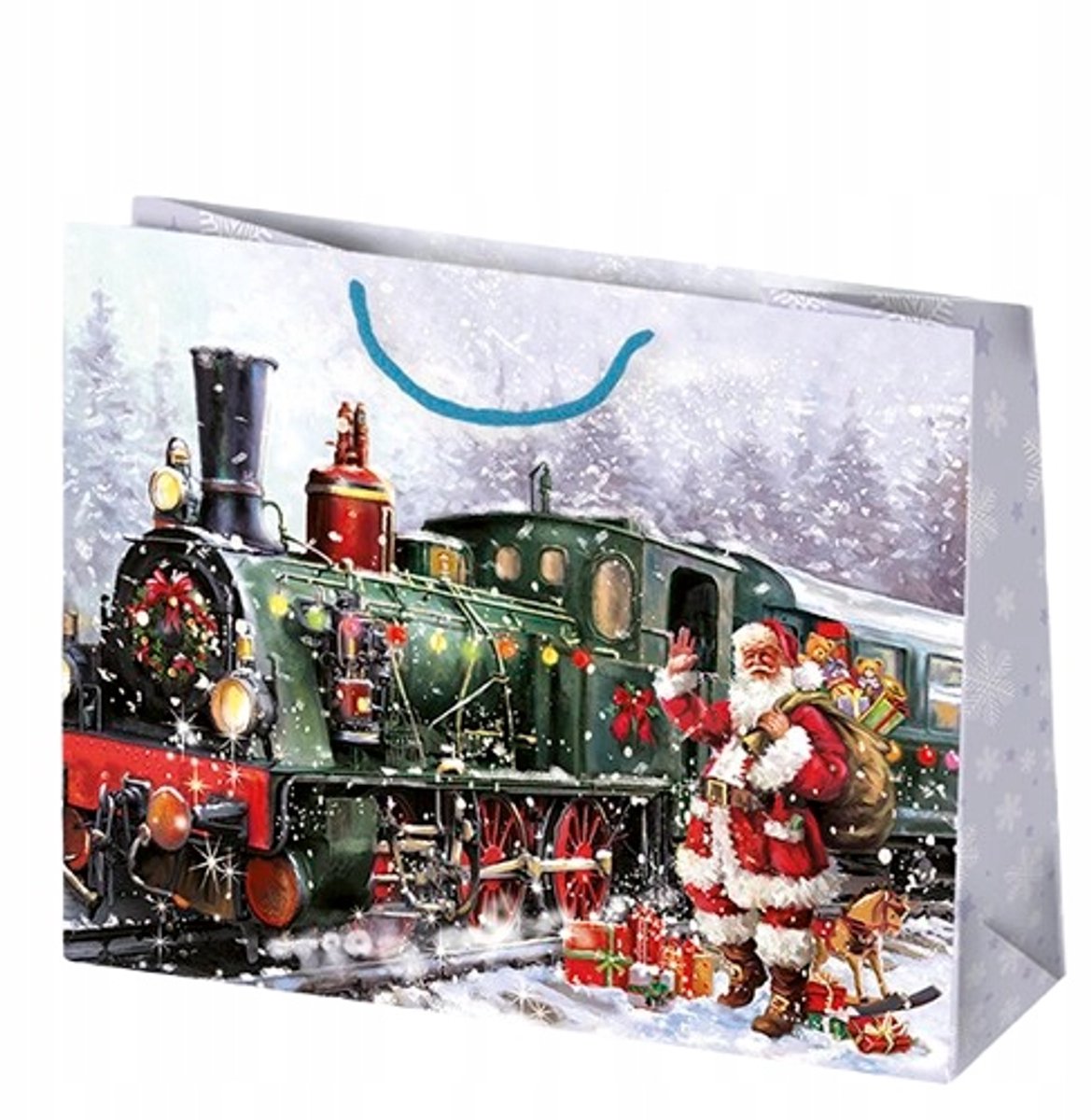 Kerstcadeautas met Sinterklaasprint - 38x29x10cm - Patroon 1