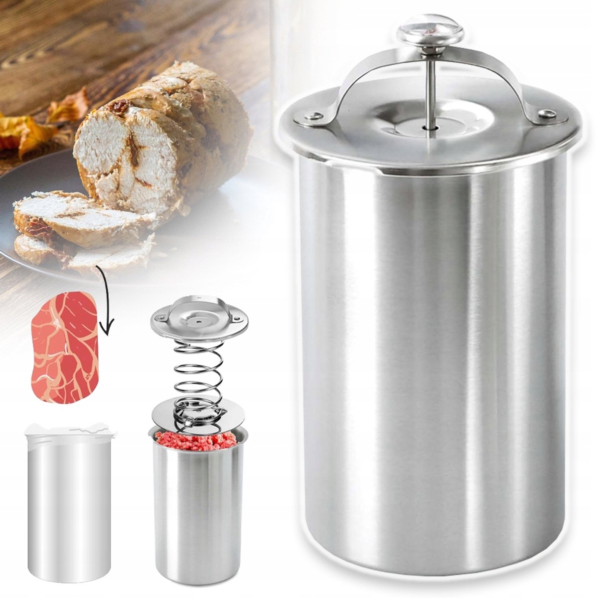 Merkloze Hamjesmaker voor 1,2 kg Vlees met Thermometer