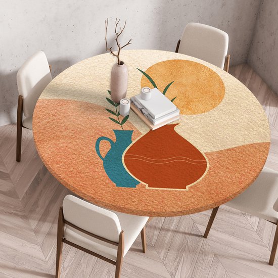 thumbnail: Afwasbaar Elastisch Tafelkleed Rond 76 X 110 Cm - Wit Melkzijde Met Antislip, Voor Restaurants En Feesten