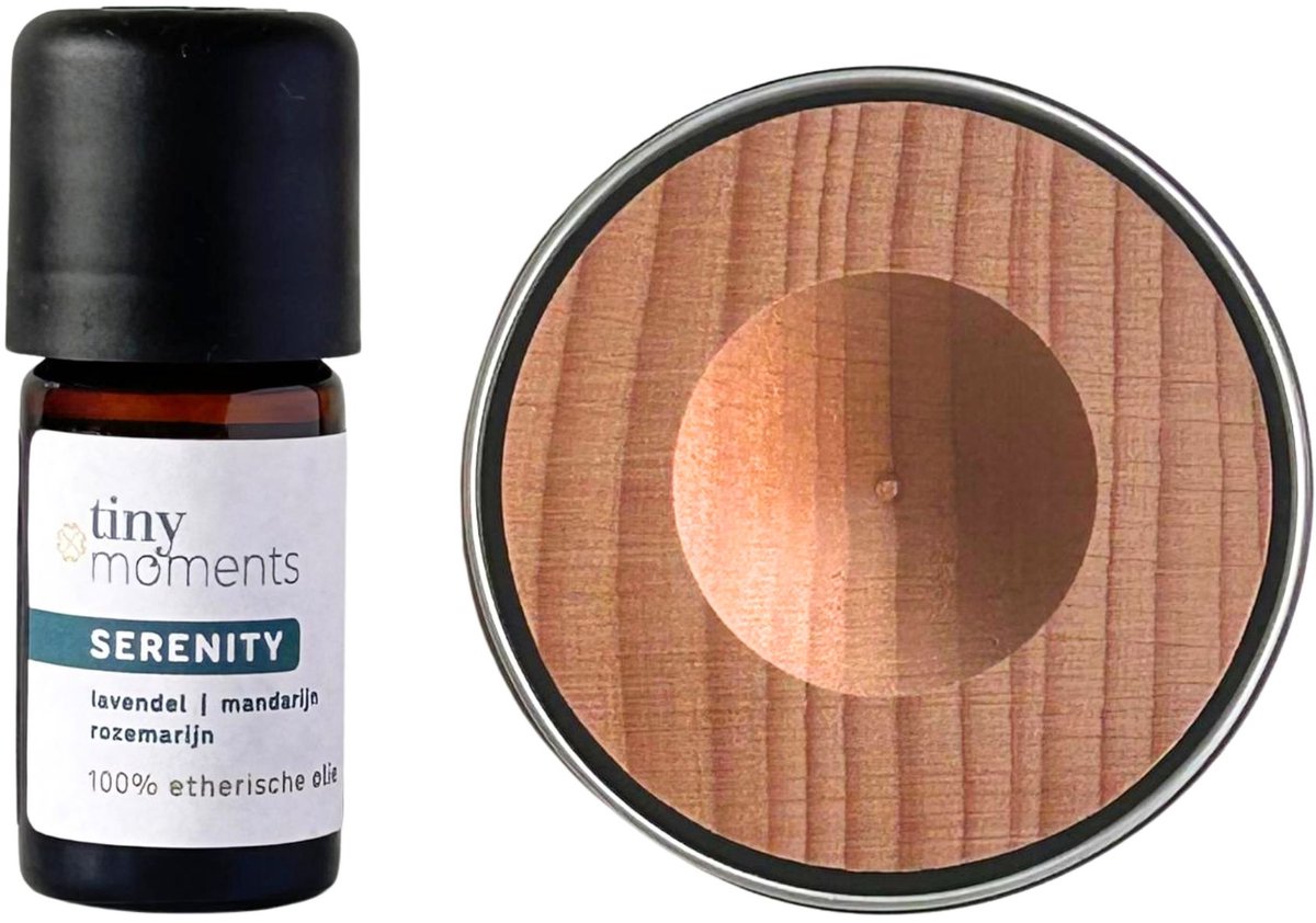 Tiny Moments Pocket Aroma Diffuser Set Serenity - Diffuser Aromatherapie + Etherische Olie Serenity - Handig voor onderweg - Brievenbus cadeau
