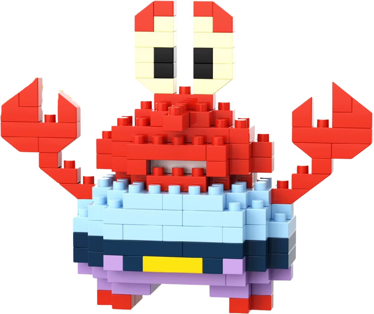 Mr. Krabs - Spongebob Squarepants - Nano Blocks - Bouwset – 149 Stukjes DIY Mini Bouwstenen - Blokken - Speelgoed - - BRICKY