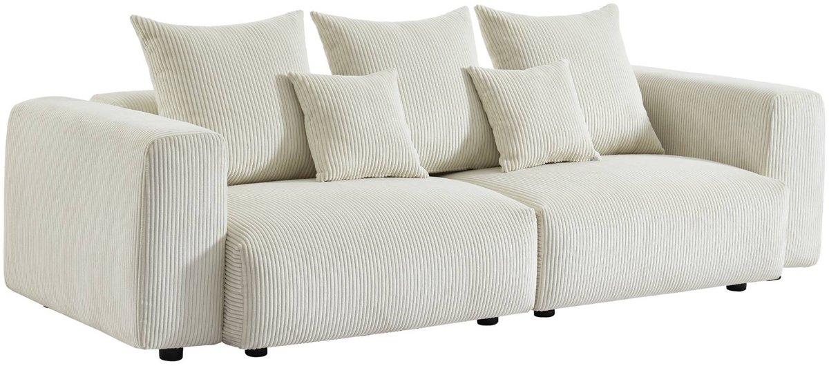sweeek - Afneembare 3-zitsbank afneembare corduroy hoes l 230 x b 97 x h 82cm - pillow