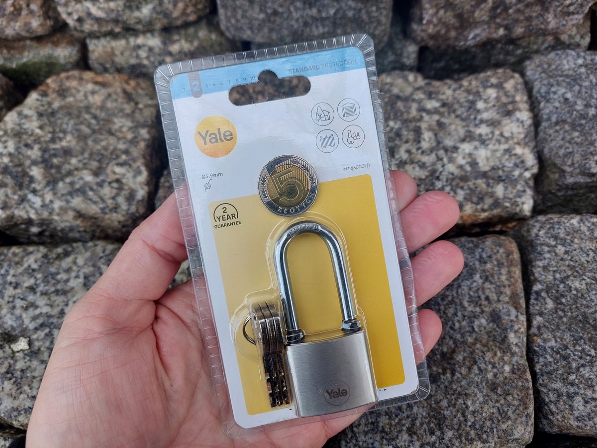 Yale schijfhangslot met lange beugel - 30 mm