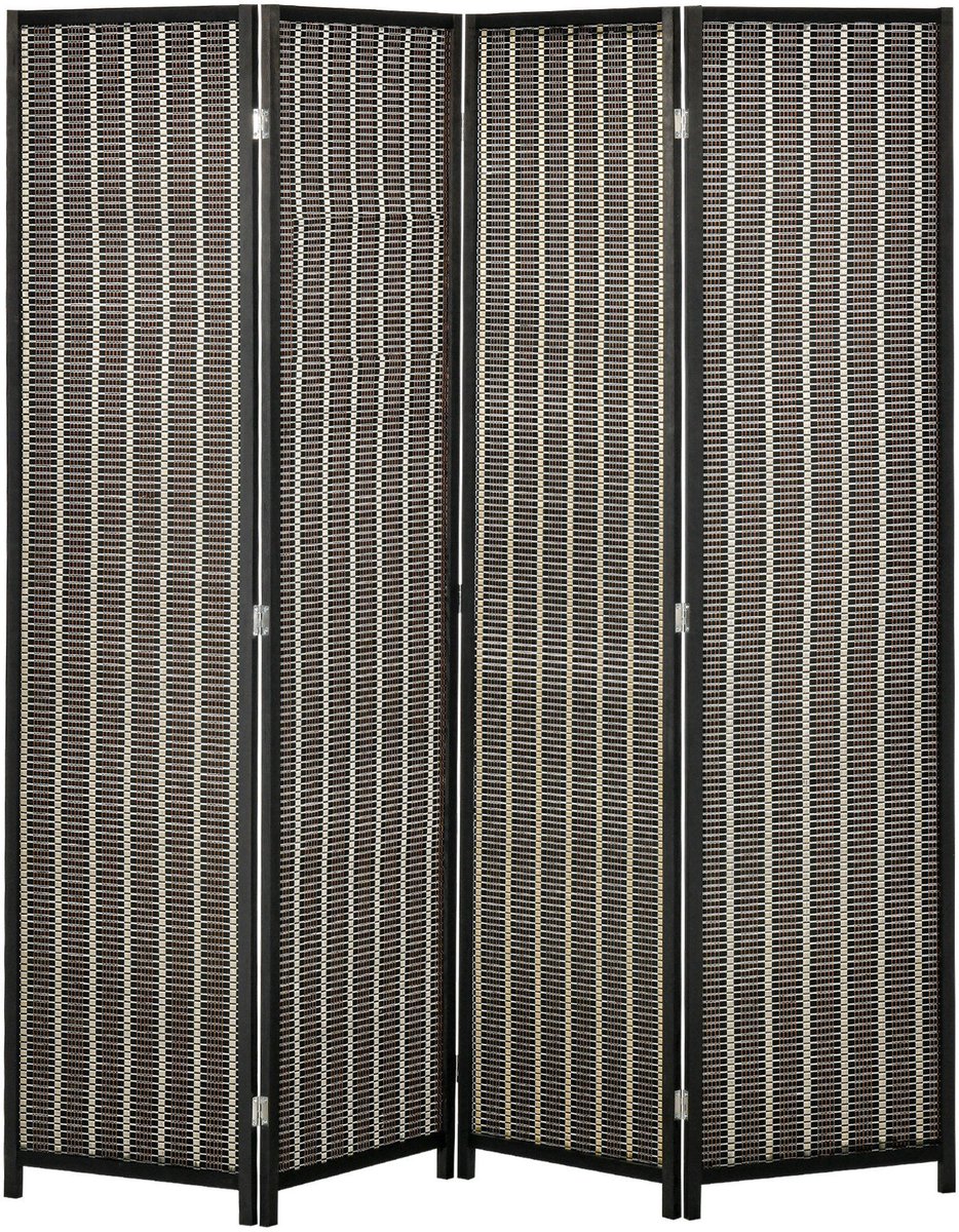 Bamboe Paravent 180x180 cm, 4-Delige Roomdivider, Vouwbaar Sichtschutz voor Woonkamer, Robust Ontwerp met Antislip Voetjes, Inclusief 9 Scharnieren