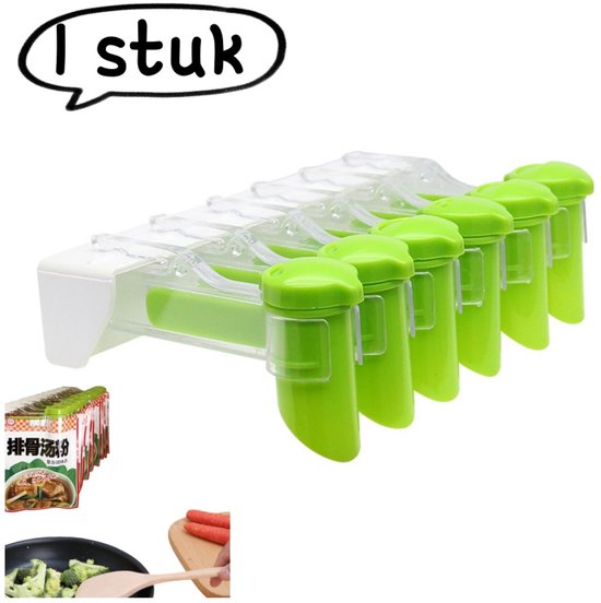 1 article - Porte-sachets d'épices mural - Fixation murale Cuisine , sans perçage - Support pour sachets d'épices - 6 trous - Transparent