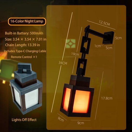 Decoratief - Pixel Mood Light met afstandsbediening - 16 kleurveranderende LED-nachtlampje - Oplaadbare tafellamp voor de slaapkamer - Magische sfeer voor kinderkamers en woonkamers van Aimosen — afbeelding 3
