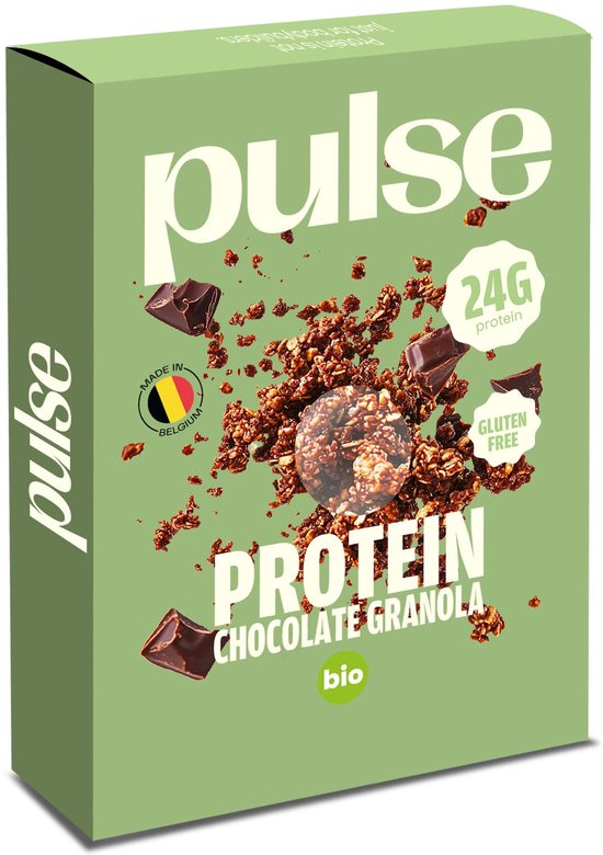 Pulse Protein - Eiwit granola chocolade (27% eiwit) - Protein - Vegan, Bio, Gutenvrij - 350g