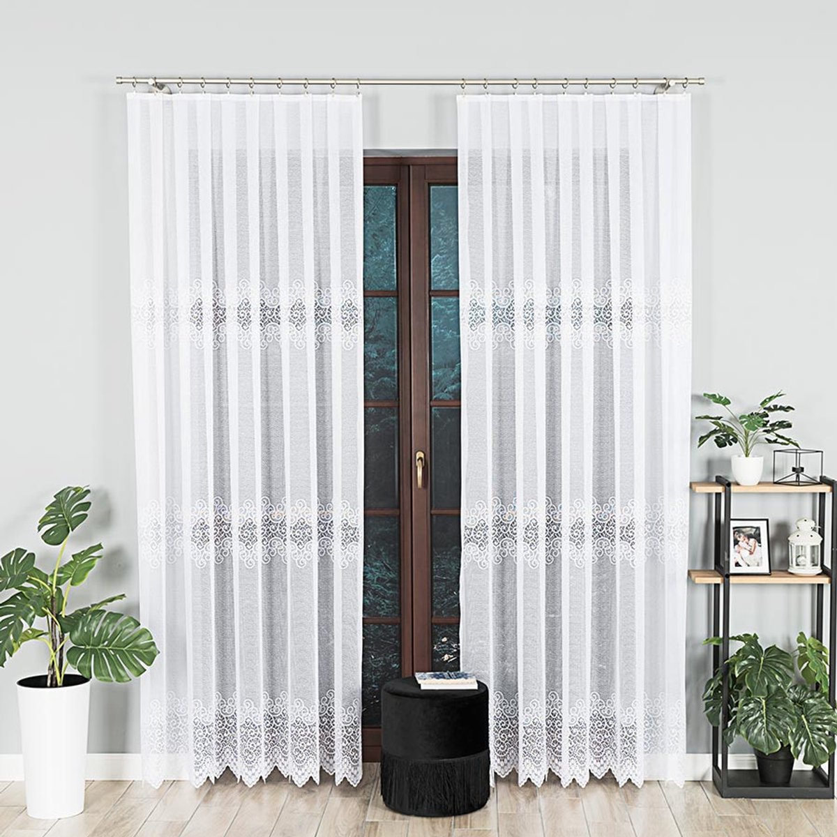 Markizeta VIOLETTA - Kant-en-klare Jacquard Gordijn - 300x250 cm - Abstrakt Motief - Eenvoudige Onderkant