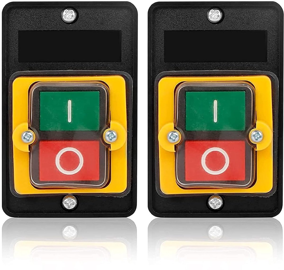Ynkkvre - drukknop set - 2 stuks AC220V/380V 10A - waterdichte drukknop - aan/uit knop - voor textielmachines en mechanische apparatuur
