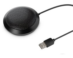 longziming -USB Conferentie Microfoon – Plug & Play – Omnidirectioneel Desktop Microfoon voor Vergaderingen, Video Calls, Thuiswerken & Online Les – Zwart