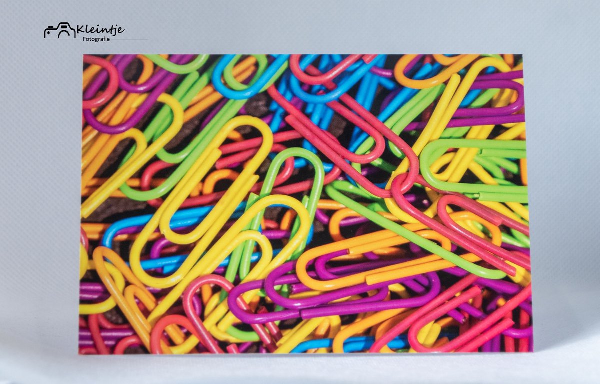 Kleintje fotografie kleurrijke paperclips wenskaart (A6) beterschap, sterkte , opkikkertje, zomaar , we denken aan je, blanco , kaartje om versturen, gefeliciteerd,Burn out