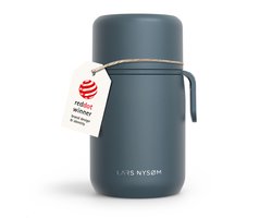 LARS NYSØM Vacuüm Geïsoleerde Voedselcontainer van Roestvrij Staal - Lekvrije Lunchpot voor Warme en Koude Gerechten, Brede Thermosbeker voor Soep, Werk & Reizen (Stone Blue)