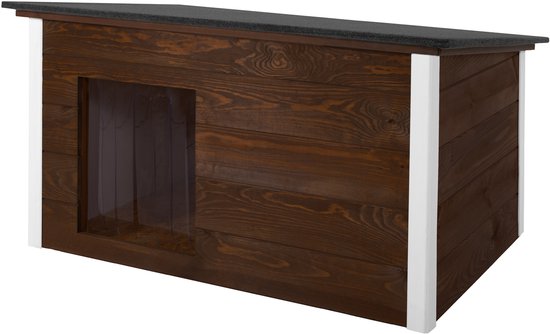 Niche pour chien - Cage pour chien - Niche isolée - Extérieure - Résistante aux intempéries - Bois - Marron