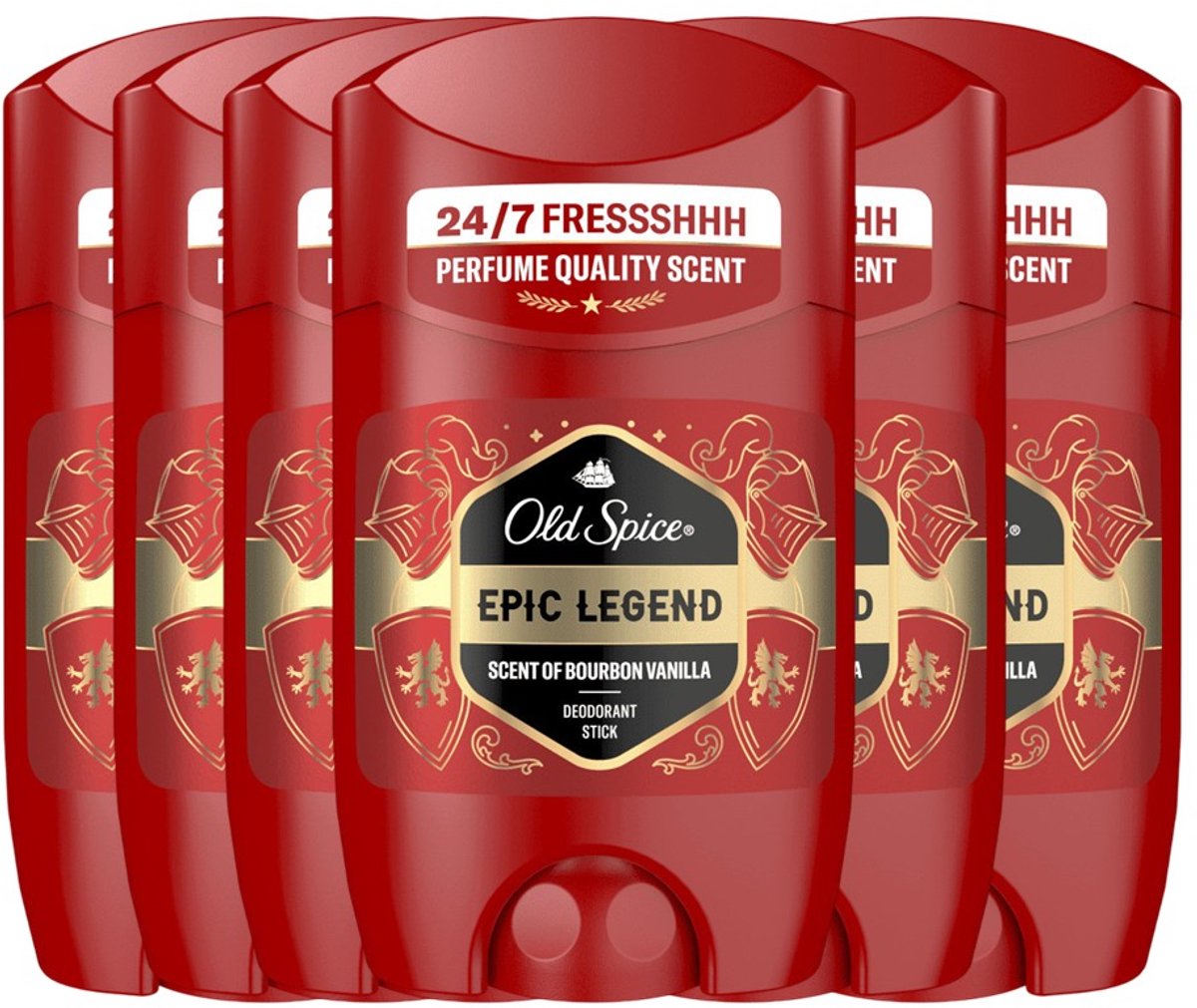 Old Spice Epic Legend – 6 × 50 ml – Deodorant Stick – Scent of Bourbon Vanilla