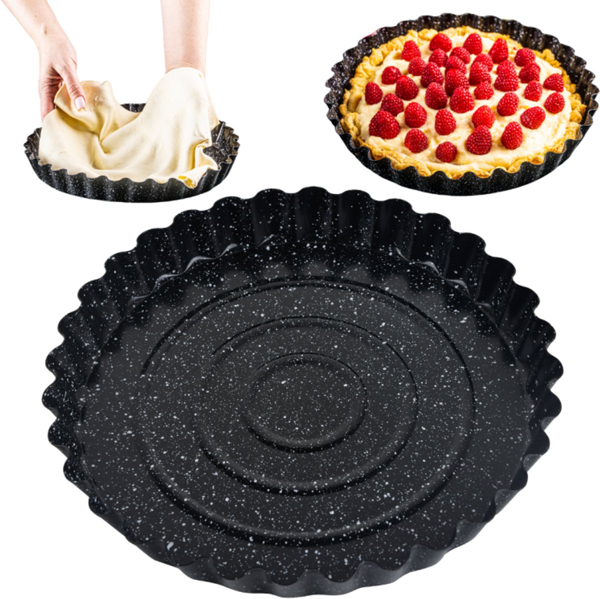 Kinghoff 1956 - Taartvorm KH-1956 - Ø28 cm Anti-Aanbak Marmervorm voor Taarten en Quiches - Ovenbestendig tot 220°C