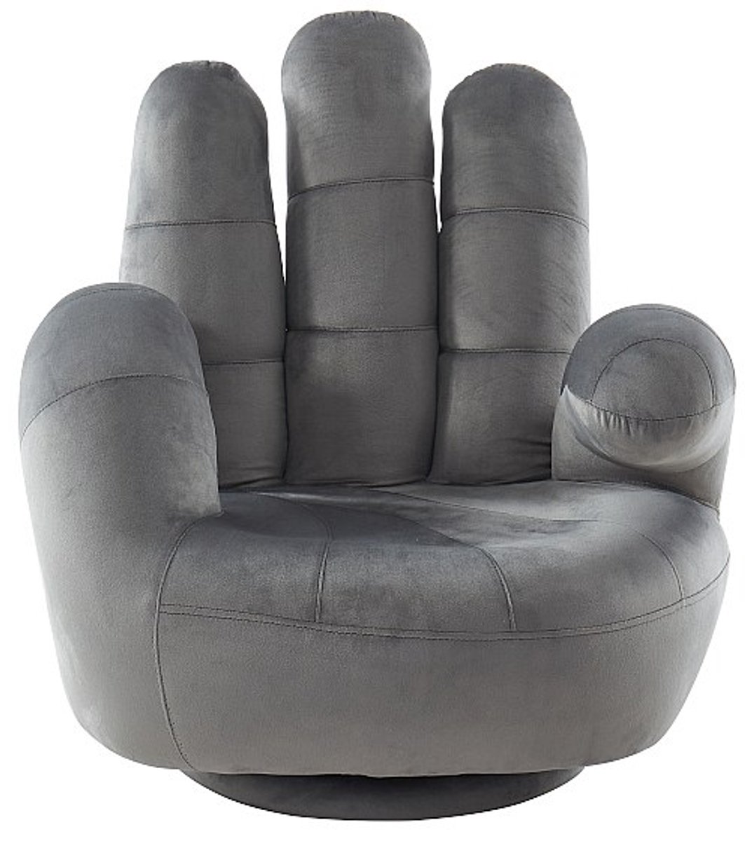 Vente-unique Draaiende kinderfauteuil CATCHY van fluweel - Antraciet Antracietgrijs