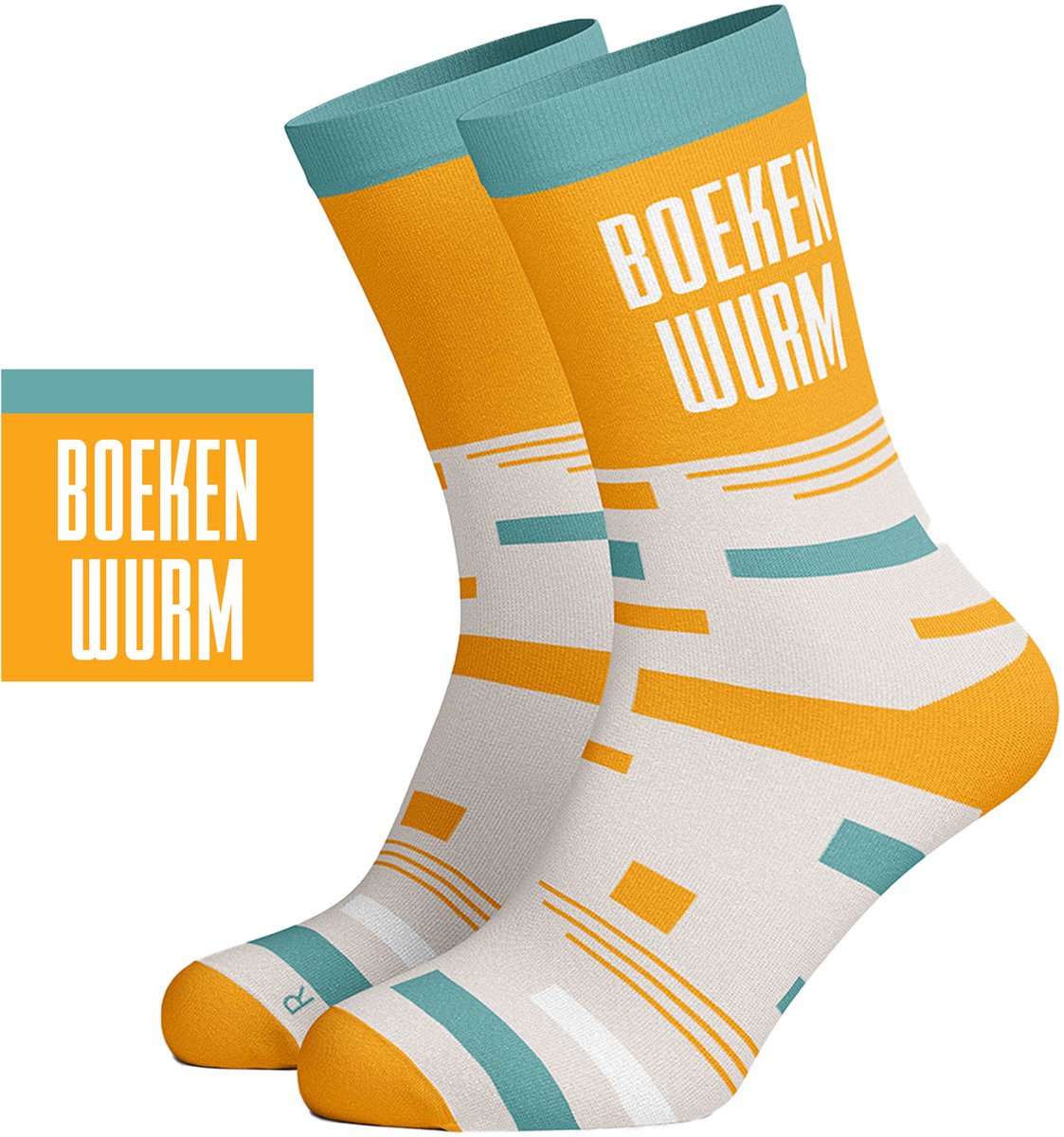 Silly Soles - Grappige Sokken BOEKENWURM - One Size Sokken met Tekst - Grappige Cadeaus Mannen en Dames Huissokken - Verjaardag Cadeau Vrouwen, Vader, Papa, Moeder, Mama, Vriendin, Zus, Oma - Originele Cadeautjes Volwassenen