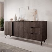 Meubella - Victoria - Dressoir - Chêne foncé - 195x38x81 cm