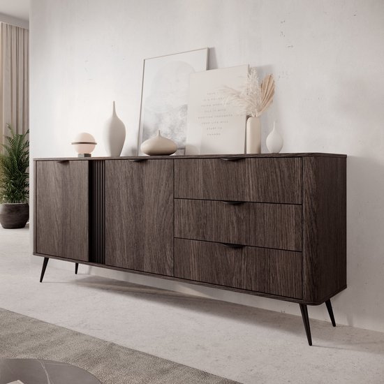Meubella - Victoria - Dressoir - Donker eiken - 195x38x81 cm