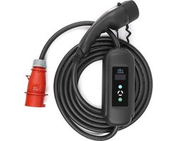 Mobiele Thuislader Elektrische Auto 11kW | 16A 3 Fase | 5 Meter | Thuis Lader Type 2 naar 16A CEE Krachtstroom Stekker - 6A-8A-10A-13A-16A Schakelbaar | IP54 waterdicht