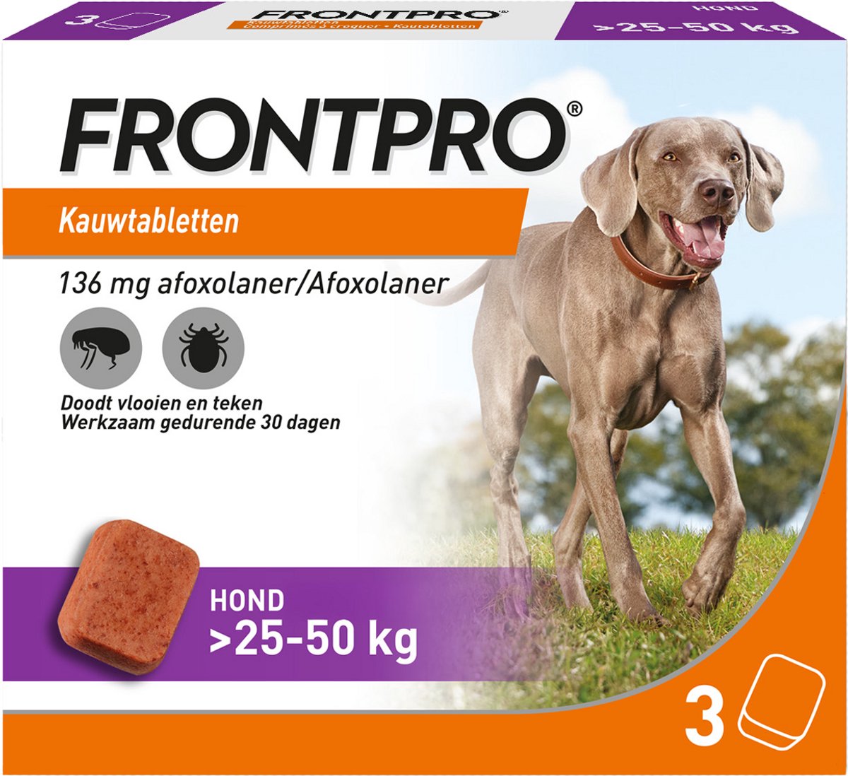 Frontpro Anti vlooien kauwtablet - Hond XL 25-50 kg - 3 tabletten — afbeelding 1