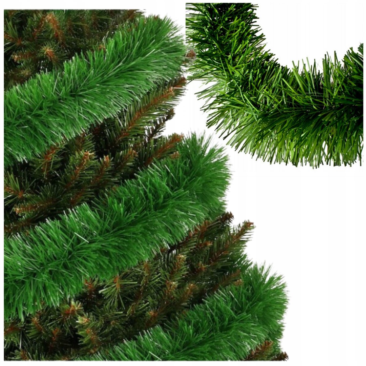 Groene kerstboom slinger met witte rand, 5 meter lang, perfect voor feestelijke kerstdecoratie.