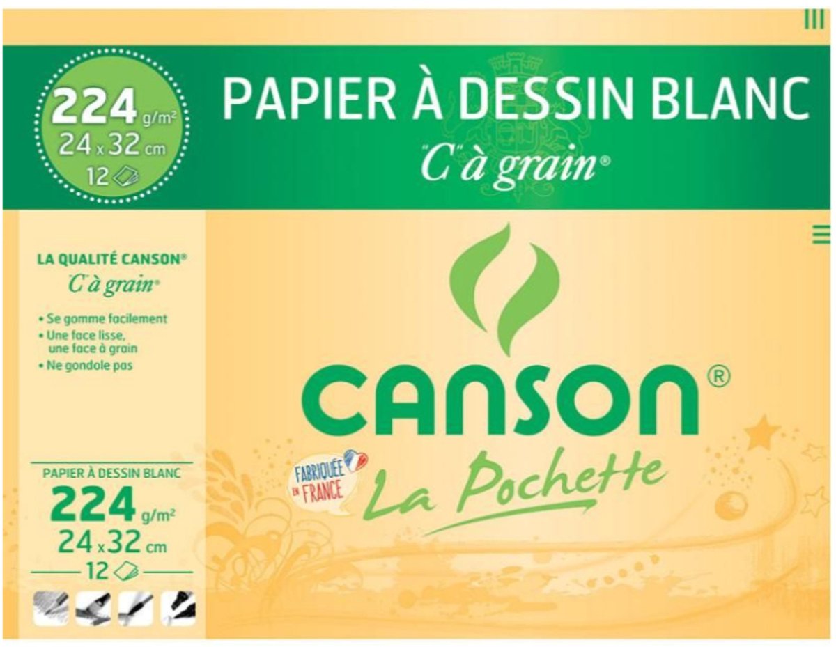 Canson C200027114, Kunstpapier, 224 g/m², 12 vel