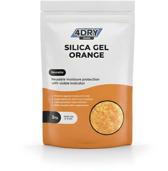 4DRY Orange Silica Gel | 1 kg | Hersluitbare zak | Silica Gel voor filamenten,...