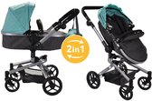 Bandits & Angels Poppenwagen Classic Angel 2in1 Mint vanaf 3 jaar - Poppenbuggy - Voor Meisjes - Verstelbare Duwstang 48-81 cm - Volledig Inklapbaar - Met Boodschappenmand