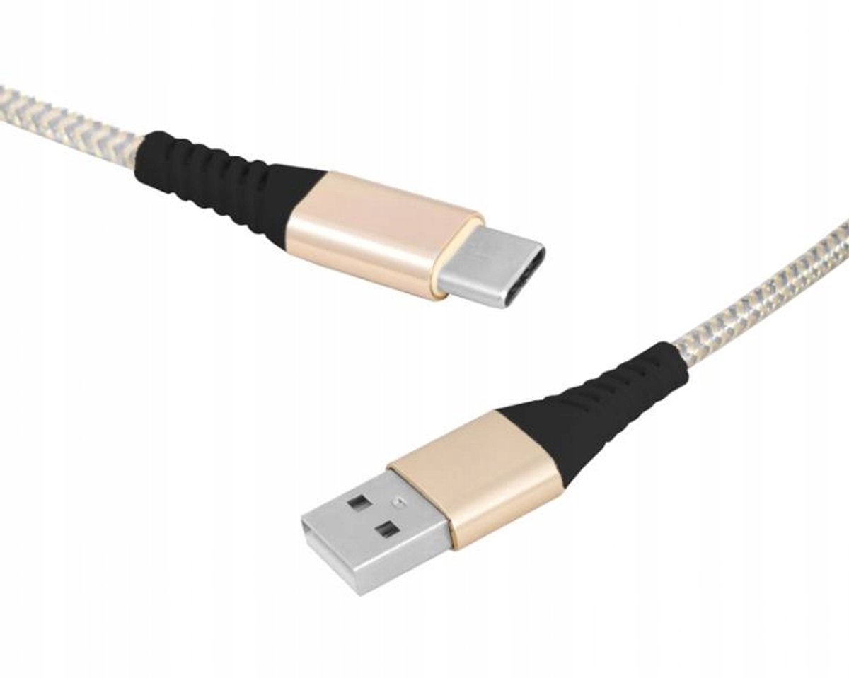 USB-C Kabel 2m Goud - Duurzaam Gevlochten Oplaadkabel