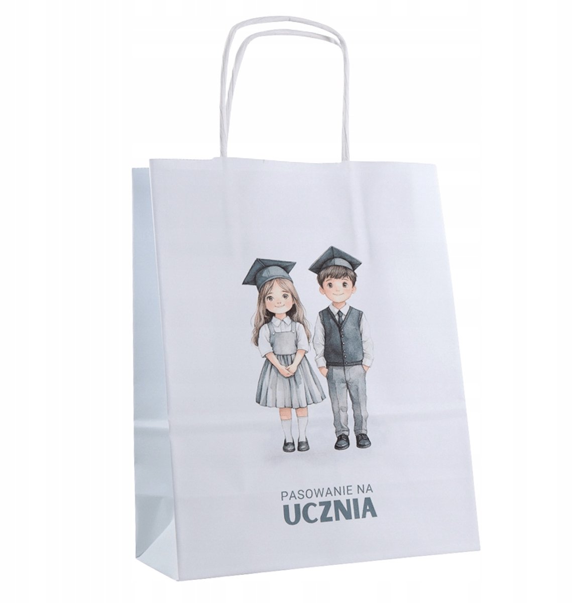 Papieren Schooltas met Opdruk - 18x8x22 cm - Uniek voor Schoolaanvaarding