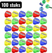 100 pièces - Papeterie - Taille-crayons - Mini taille-crayons - Fournitures de bureau - Taille-crayons manuel 4 couleurs pour École et le bureau - Design à un trou pour Crayons standard - Plastique sûr - Couleurs assorties - Forme de cœur