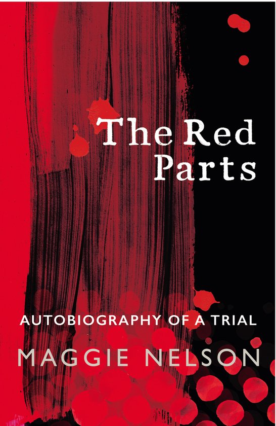 Boek kaft met rode en zwarte verfstreken en de titel 'The Red Parts' in witte letters.