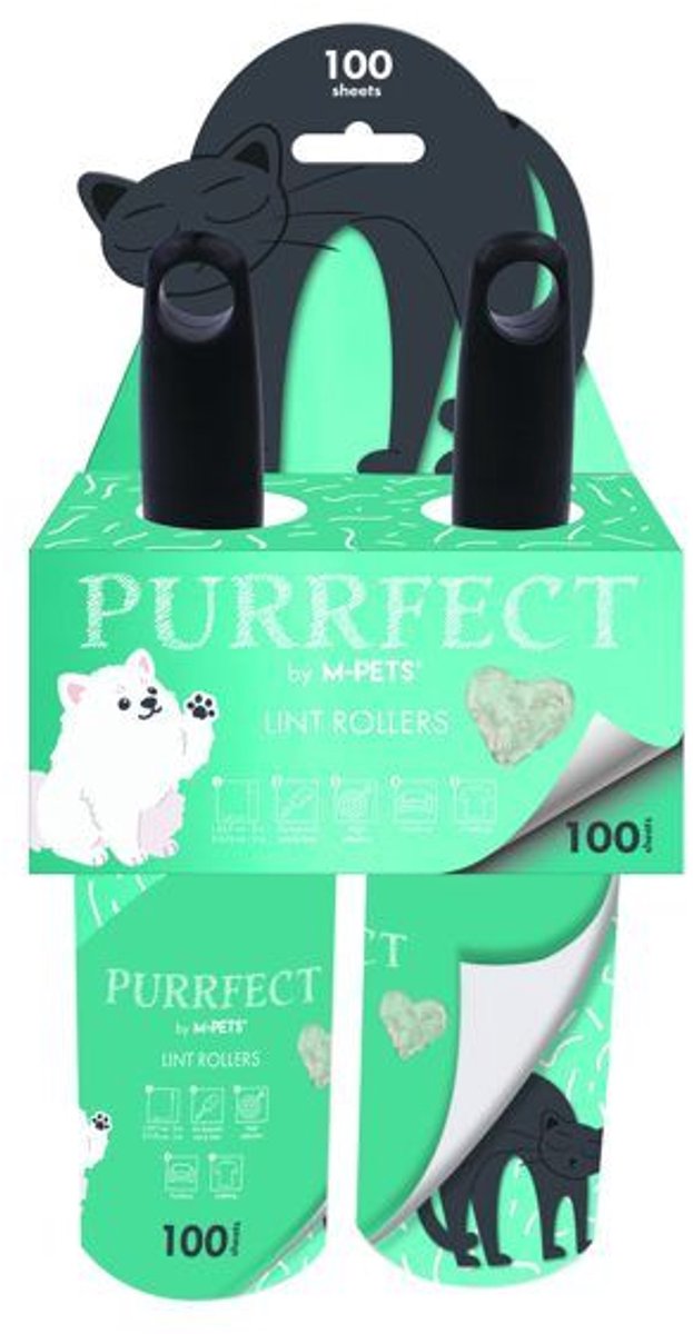 Pluisrollers - M PETS - PURRFECT - 60 vellen - 23,7 x 5,75 cm - Groen