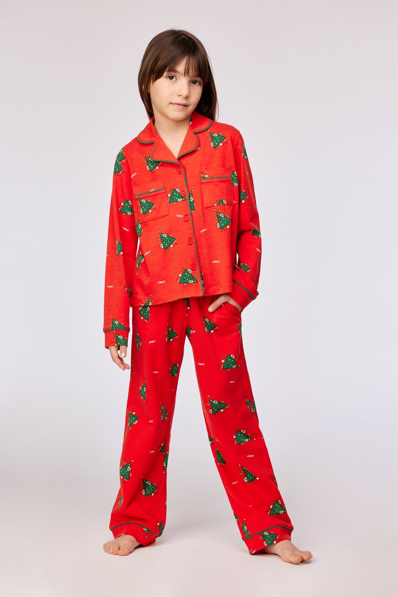 Woody pyjama dames - kerst - rood - 253-18-CPB-Z/995