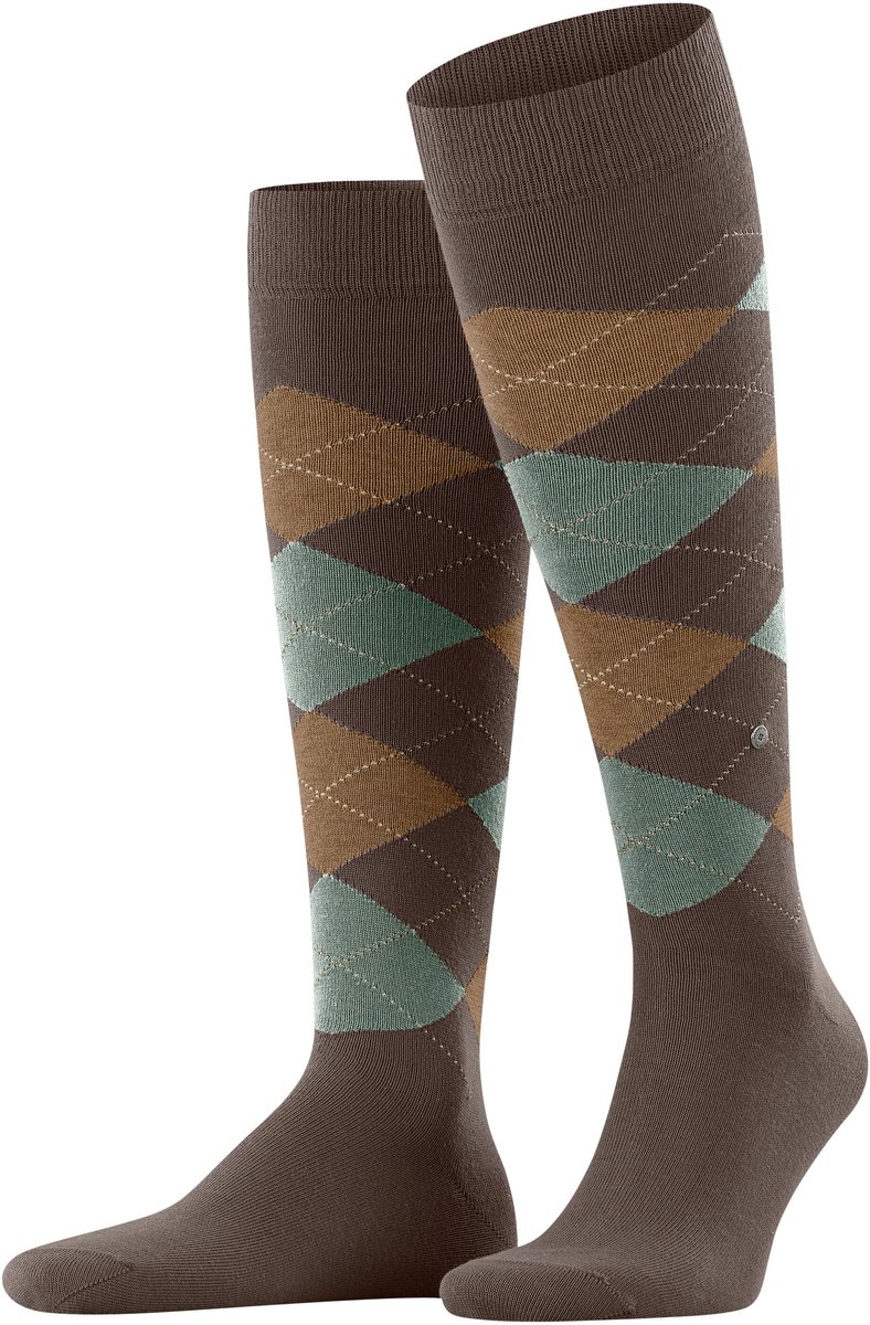 Burlington King lang gedessineerd katoen kniekousen heren bruin - maat 40-46