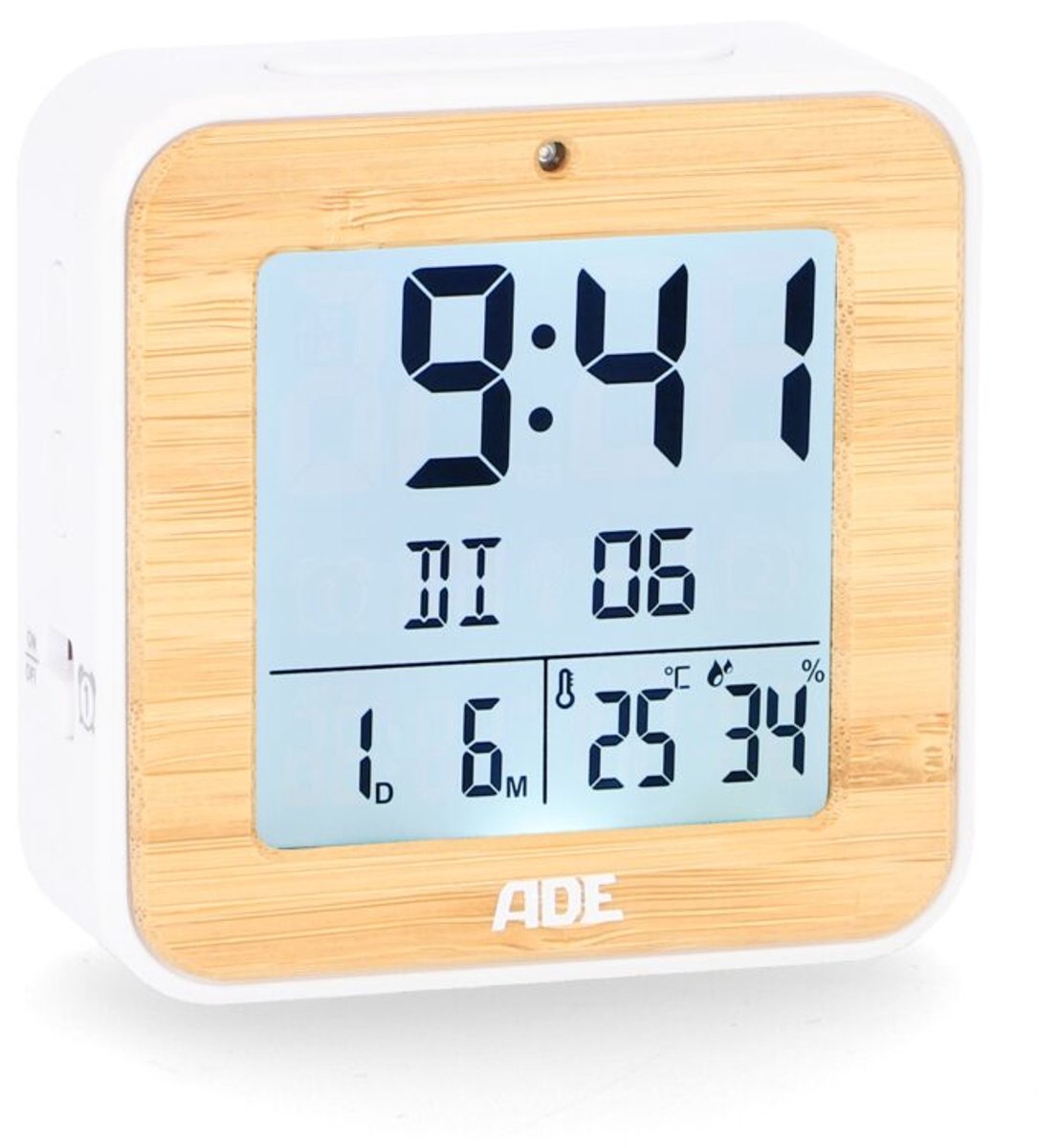 Digitale Alarmklok Bamboe Met Licht Sensor - Radiogestuurd - Incl. 2x Aa