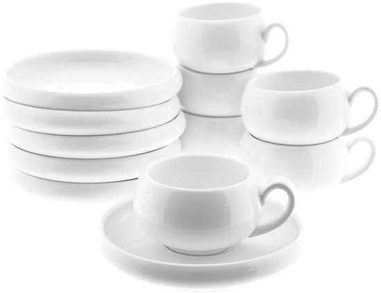 Belicia - Service à café - 12 pièces - Wit - 220 ml - Porcelaine - Tasses à café