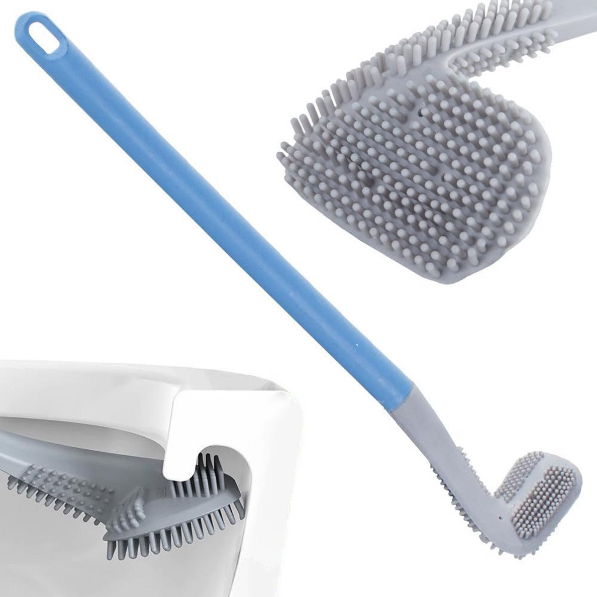 Gebogen Siliconenborstel voor Badkamer en WC Reiniging - Flexibel en Hygiënisch