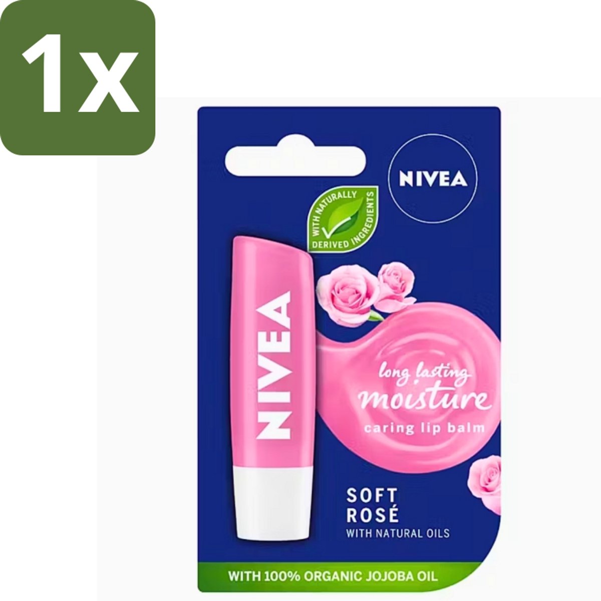 1 x Nivea - Lippenbalsem - Soft Rose - Natuurlijke Olie - 5,5 g - Lippenbalsem - Hydratatie - Natuurlijke Olie - Zachte Lippen - Roze Glans