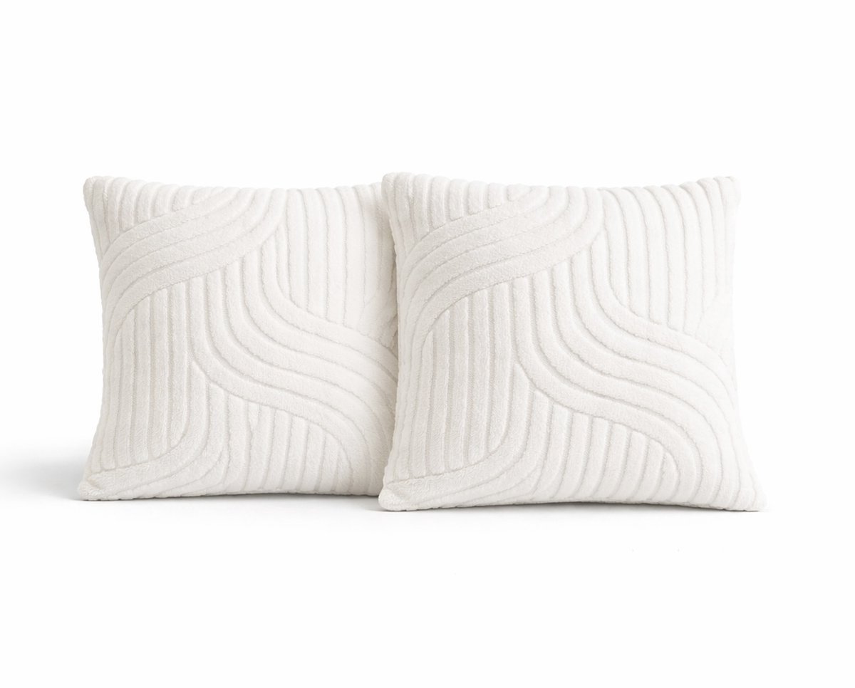 Sierkussens set van 2 45x45 cm Wit | Inclusief binnenkussens | Vierkante, Luxe & Zachte kussens voor Bank & Woonkamer