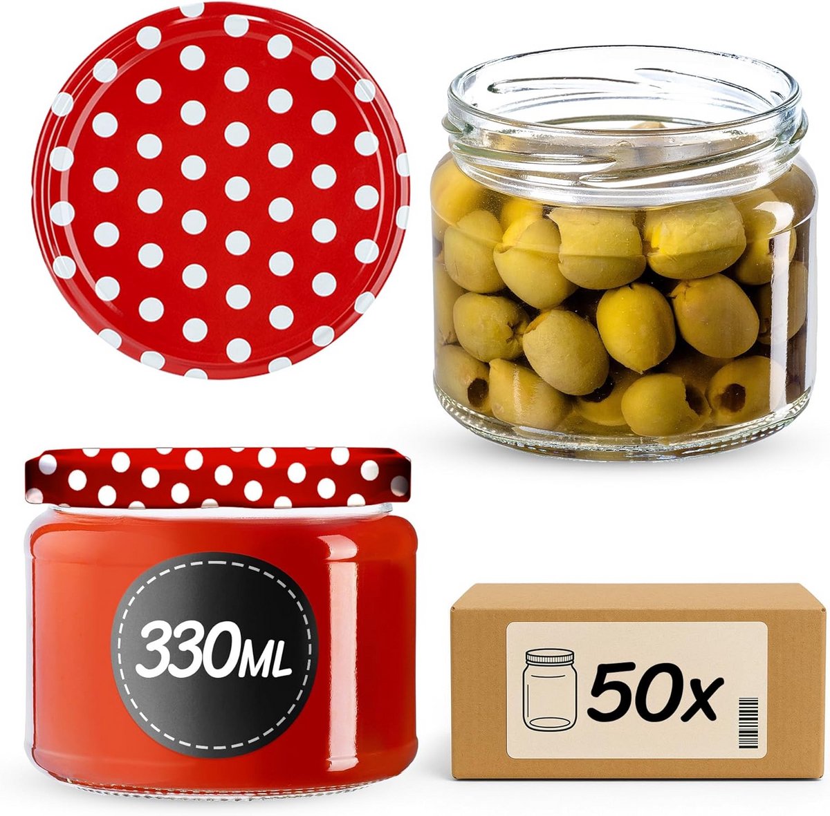 Set van 50 Bewaarpotten met Schroefdeksel voor Jam en Honing 330 ml