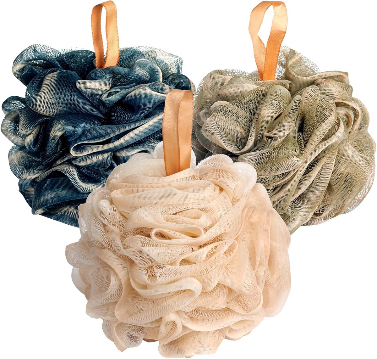 Set van 3 Douche Sponzen - Zachte Exfoliërende Loofah Badspons voor Lichaamsscrub