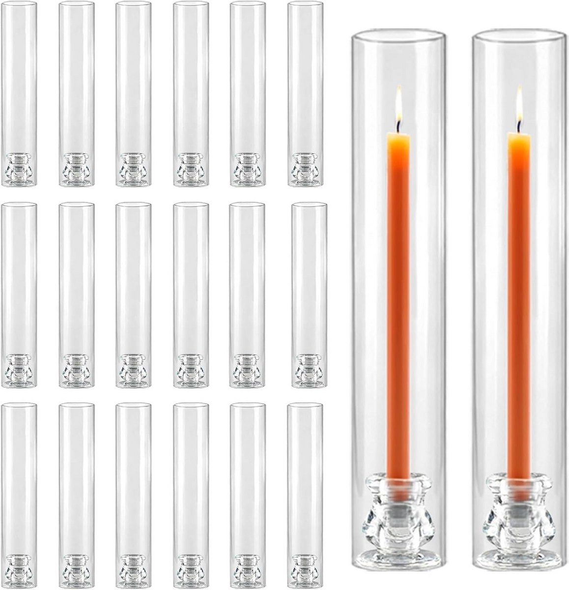 Set van 20 Glas Cilinder Vazen Kaarshouders voor Bruiloft en Tafeldecoratie