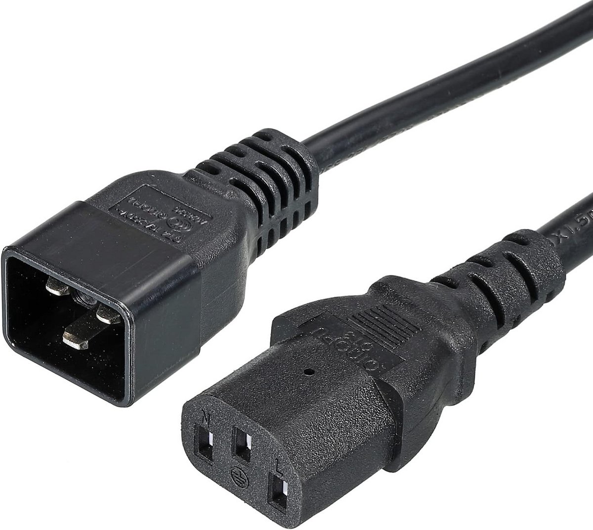 Netspanningskabel C20 naar C13 - 3-polige Verlengkabel voor Elektronica en IT-apparatuur