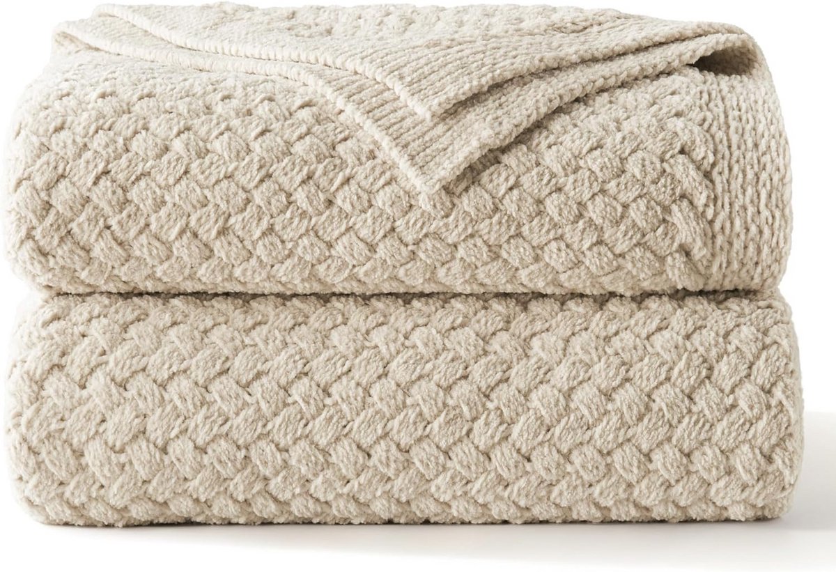 Zachte Chenille Gebreide Plaid - Warme en Knuffelige Bankdeken 130x150 cm
