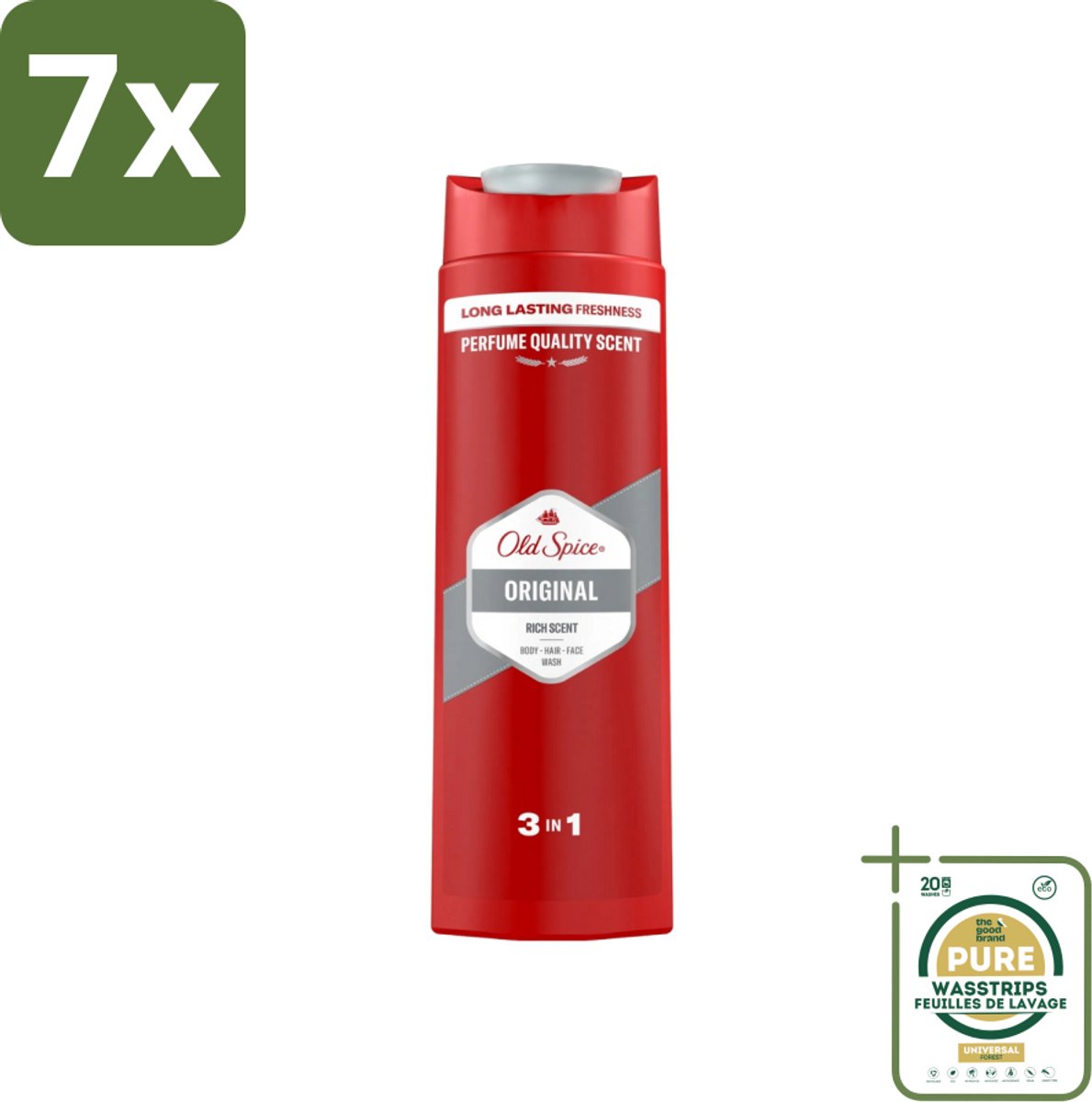 7 x Old Spice - Original - Douchegel 3-in-1 - Reinigt, Verfrist & Verzorgt - 400 ml - Grootverpakking - Douchegel 3 In 1 - Douchegel Voor Mannen - Douchegel Voor Gezicht En Haar - Douchegel Voor Lichaam - Douchegel Voor Gezicht